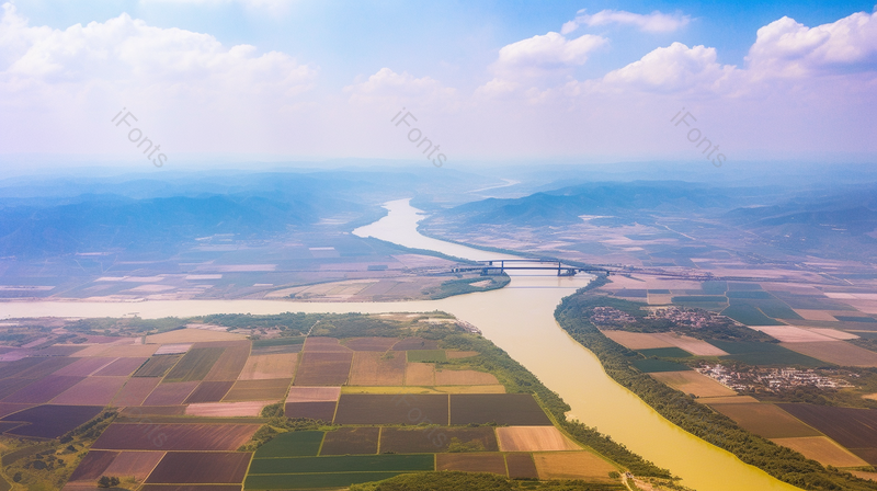 一座大桥家在黄河上通向远方,高清,摄影图,摄影图片,图片大全,摄影图免费下载